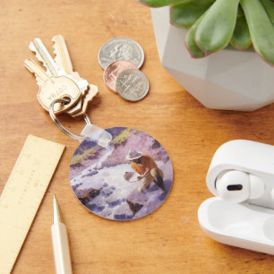 Porte-clés Vintage Cowboy, Panning Gold, Wyoming par Leigh