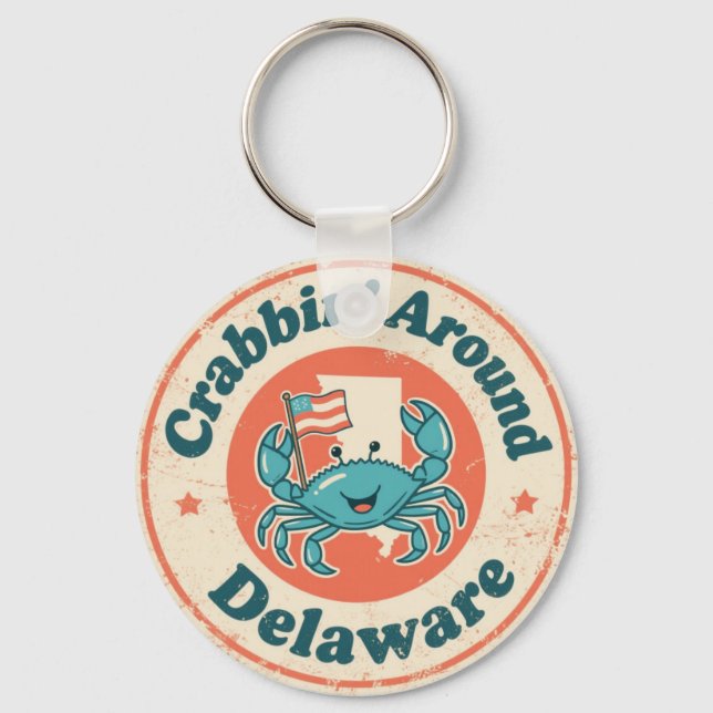 Porte-clés Vintage Crabbin Around Delaware Crab (Recto)