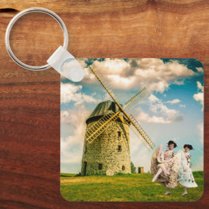 Porte-clés Vintage Dancing Flower Girls and Windmill
