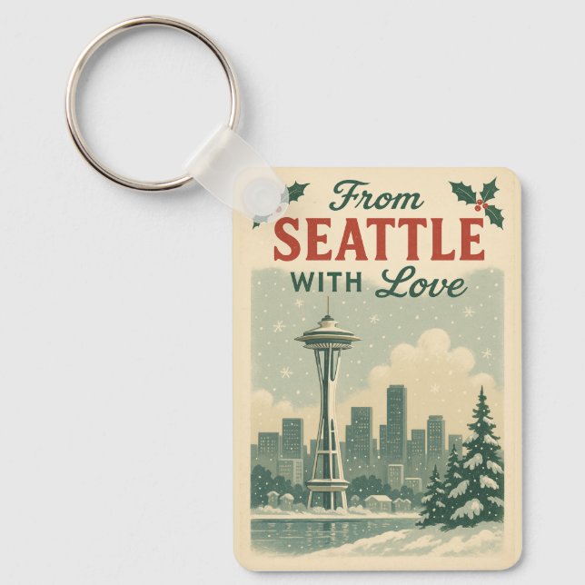 Porte-clés Vintage De Seattle Avec Amour (Recto)