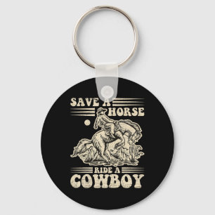 Porte-clés Vintage Économisez Un Cheval Promenez Un Cowboy1
