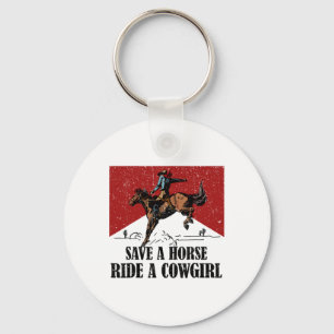 Porte-clés Vintage Économisez Un Cheval Promenez Une Cowgirl7