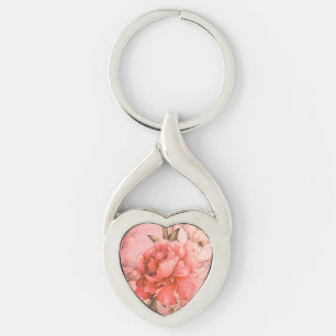Porte-clés Vintage Élégant Fleur Miniature Peinture Coeur