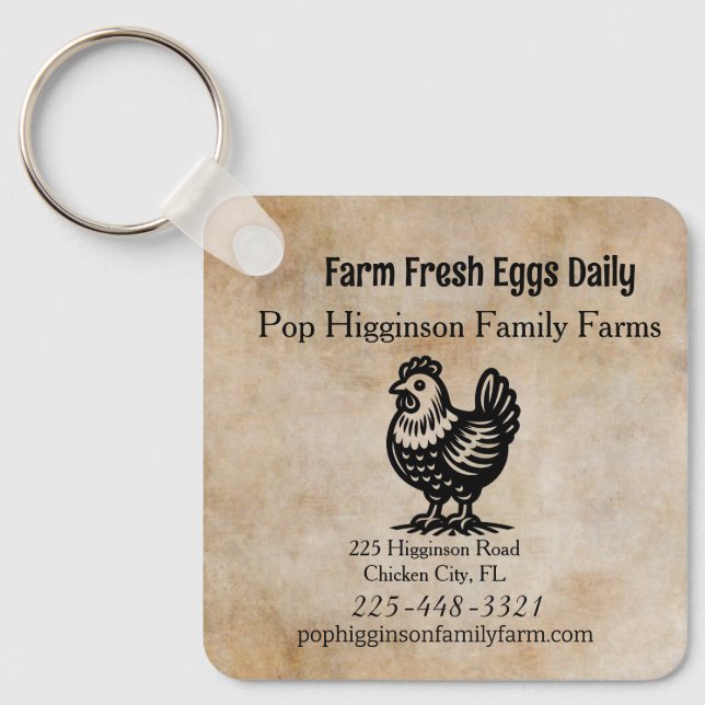 Porte-clés Vintage élevage de poulets (Recto)