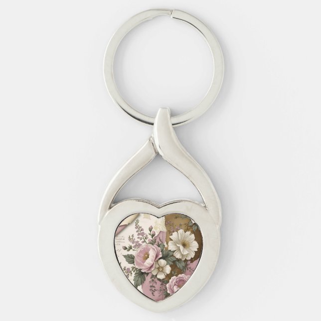 Porte-clés Vintage Floral - Metal Keychain (Devant)