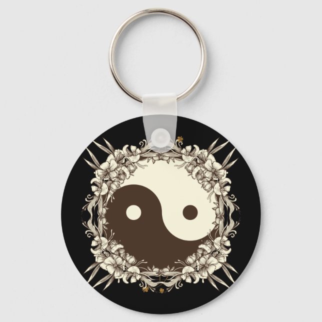 Porte-clés Vintage Floral Yin Yang (Recto)