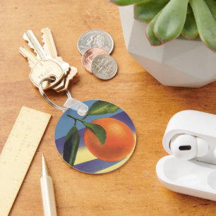 Porte-clés Vintage Fruit Crate Art Étiquette, Oranges juives