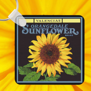 Porte-clés Vintage Fruit Crate Label Art Orangedale Sunflower