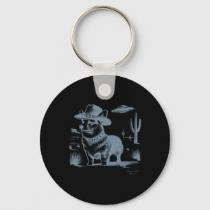 Porte-clés Vintage Funny 90s Western Cowboy Corgi Ufo