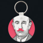Porte-clés Vintage  Gentleman With Funny Pink Mustache<br><div class="desc">A vintage black and white gentleman with funny girly pink mustache on pink background A cool retro design with a geek 80s funny pink mustache on a cute pink  texture background. The perfect humor gift idea for him or for her.</div>