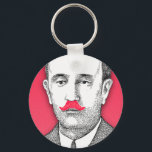 Porte-clés Vintage  Gentleman With Funny Pink Mustache<br><div class="desc">A vintage black and white gentleman with funny girly pink mustache on pink background A cool retro design with a geek 80s funny pink mustache on a cute pink  texture background. The perfect humor gift idea for him or for her.</div>