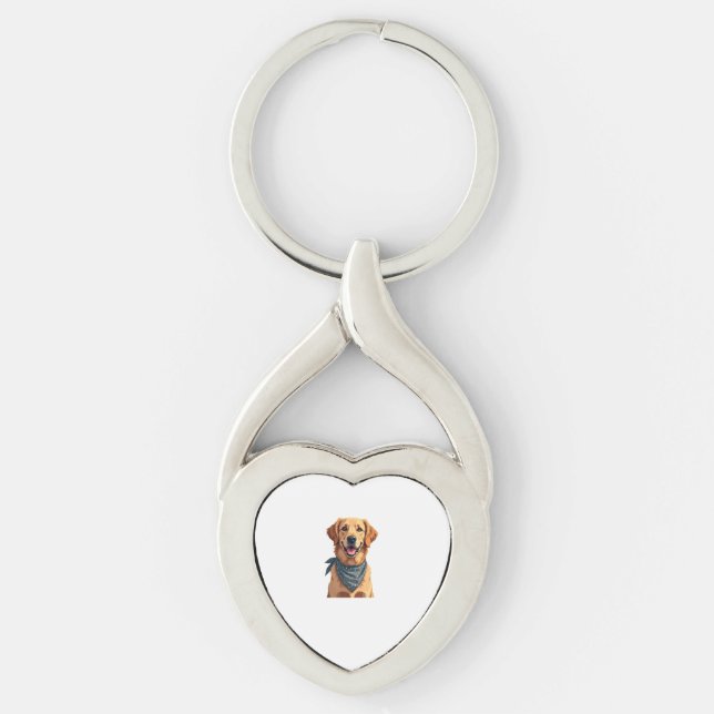 Porte-clés Vintage Golden Retriever Portrait with Colorful Ba (Devant)