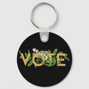 Porte-clés Vintage Greenery Floral Élégant Féminin Allez Vote