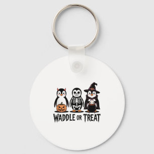 Porte-clés Vintage Halloween Penguin Trick Ou Waddle Éffrayan