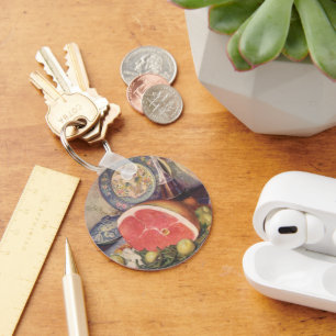 Porte-clés Vintage Ham Dinner with Green Beans and Potatoes