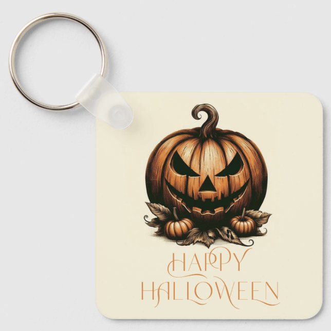 Porte-clés Vintage heureux citrouille Halloween (Recto)