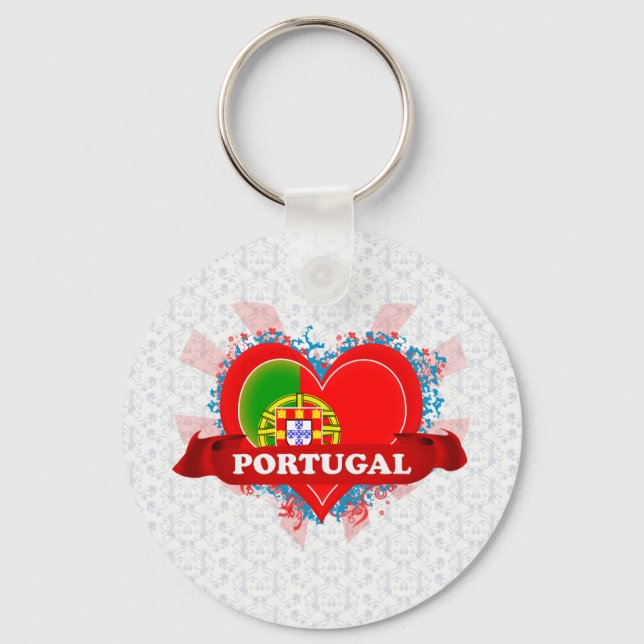 Porte-clés Vintage I Love Portugal (Recto)