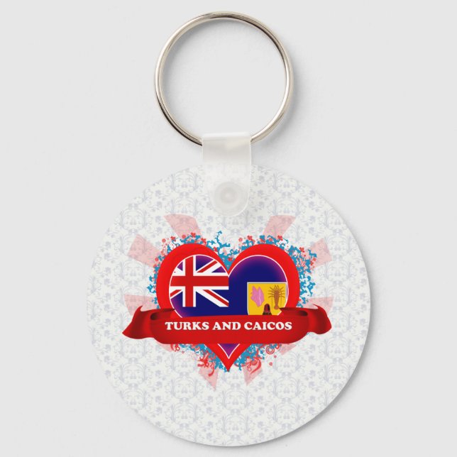 Porte-clés Vintage I Love Turks And Caicos (Recto)