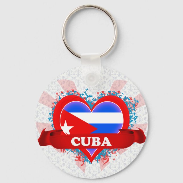 Porte-clés Vintage J'aime Cuba (Recto)