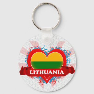 Porte-clés Vintage J'aime la Lituanie