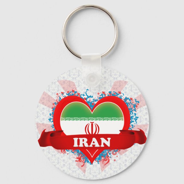 Porte-clés Vintage J'aime l'Iran (Recto)