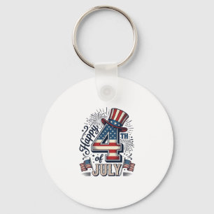 Porte-clés Vintage Joyeux 4 juillet Chapeau Patriotique Vecte