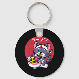 Porte-clés Vintage Kawaii Anime Ramen Chat Japonais nourritur