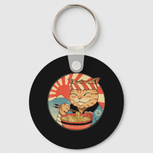 Porte-clés Vintage Kawaii Ramen Chat Neko Anime Noodle japona