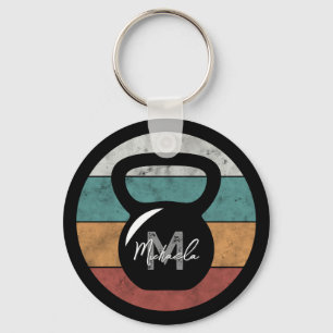 Porte-clés Vintage kettlebell custom monogram name initial