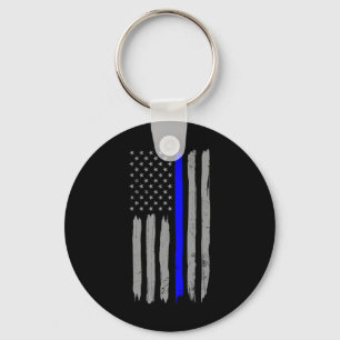 Porte-clés Vintage Ligne Bleue Mince Chemise Police Soutien U