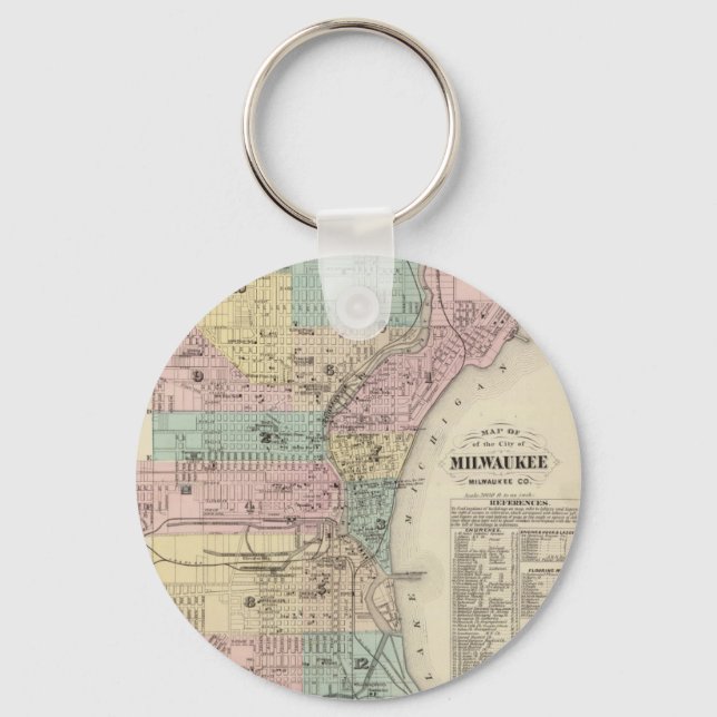Porte-clés Vintage Map of Milwaukee (Recto)
