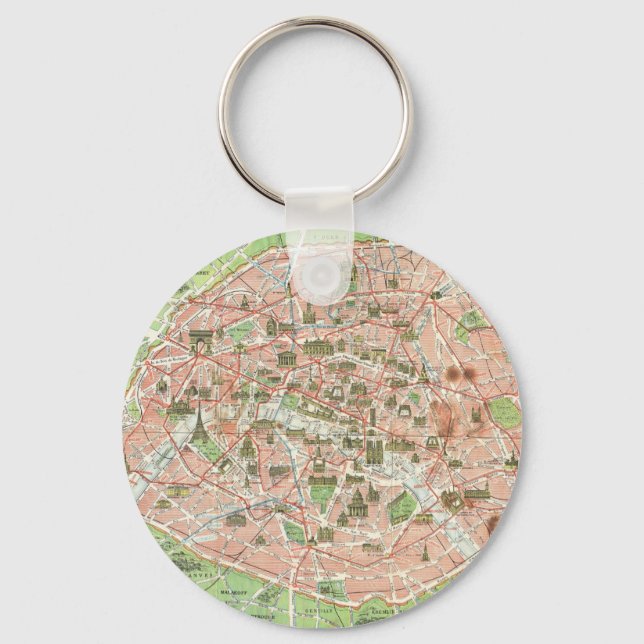 Porte-clés Vintage map of Paris (Recto)
