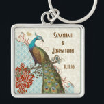 Porte-clés Vintage Mariage de Porte - clé Love Peacock<br><div class="desc">voir plus vintages produits d'oiseaux paons voir plus vintages produits d'oiseaux Peacock Wedding Invitations Vintage Paisley Peacock Colors or Fuchsia and Lime Paisley Faire-part de mariage -Paisley Peacock Colours Wedding Invitations, RSVP, Save the Date and Direction or Reception Cards. Cartes RSVP & Place Cartes RSVP & Place Cartes Mariages d'oiseaux...</div>