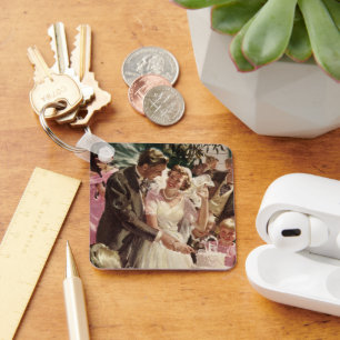 Porte-clés Vintage Mariage Mariée Groom Les jeunes mariés cou