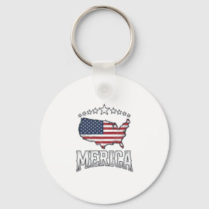 Porte-clés Vintage Merica Patriote Drapeau Carte T-Shirt Desi