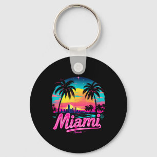 Porte-clés Vintage Miami Beach - Retro 305 Floride Sunset Gra
