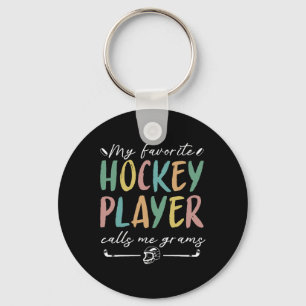 Porte-clés Vintage Mon Joueur De Hockey Favori M'appelle Mami