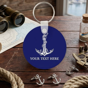 Porte-clés Vintage Nautical Anchor Rope Your Text Here