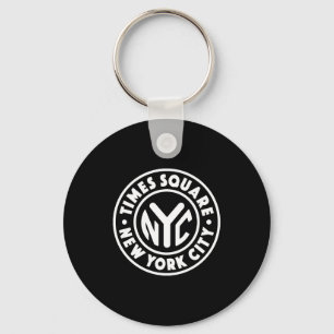 Porte-clés Vintage New York City Circle Times Square Blanc