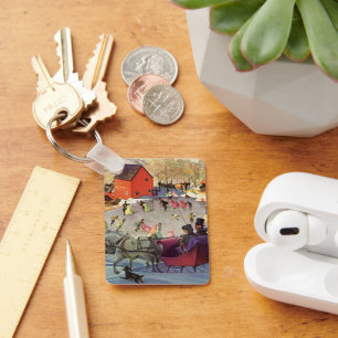 Porte-clés Vintage Noël, Amour et Romance Sleigh