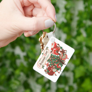 Porte-clés Vintage Noël Père Noël et enfants dansants