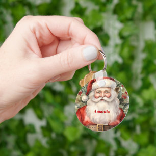 Porte-clés Vintage Noël Père Noël Souriant