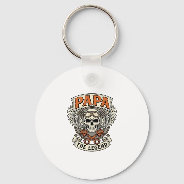Porte-clés Vintage Papa Biker Skull Legend (Recto)