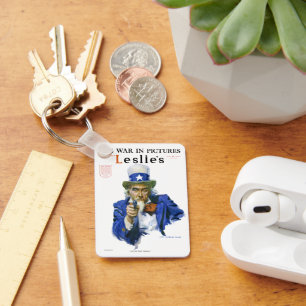 Porte-clés Vintage Patriotique Oncle Sam Magazine Couverture 