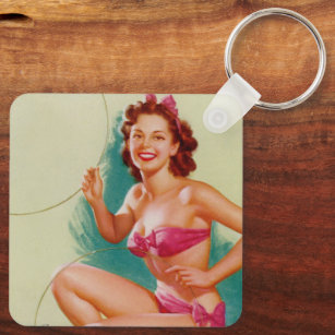 Porte-clés Vintage Pin Up Girl Art - Porte - clé