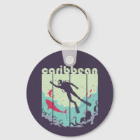 Vintage Retro Caribbean Diving Cool Scuba Diver