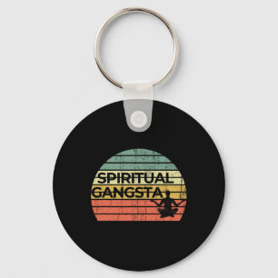 Porte-clés Vintage Rétro Coucher de Soleil Drôle Yoga Spiritu