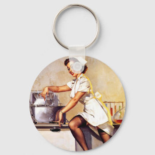 Porte-clés Vintage Retro Infirmière Pin Up Girl