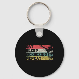 Porte-clés Vintage Rétro Manger Dormir Kickbox Répéter Drôle