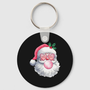 Porte-clés Vintage Retro Père Noël de Noël bulle gomme rose C